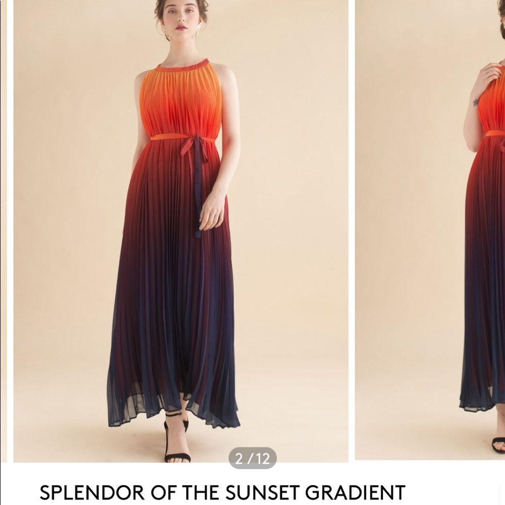 💙💛❤️ Ombré Chicwish “Splendor of the Sun” Pleated Maxi ❤️💛💙